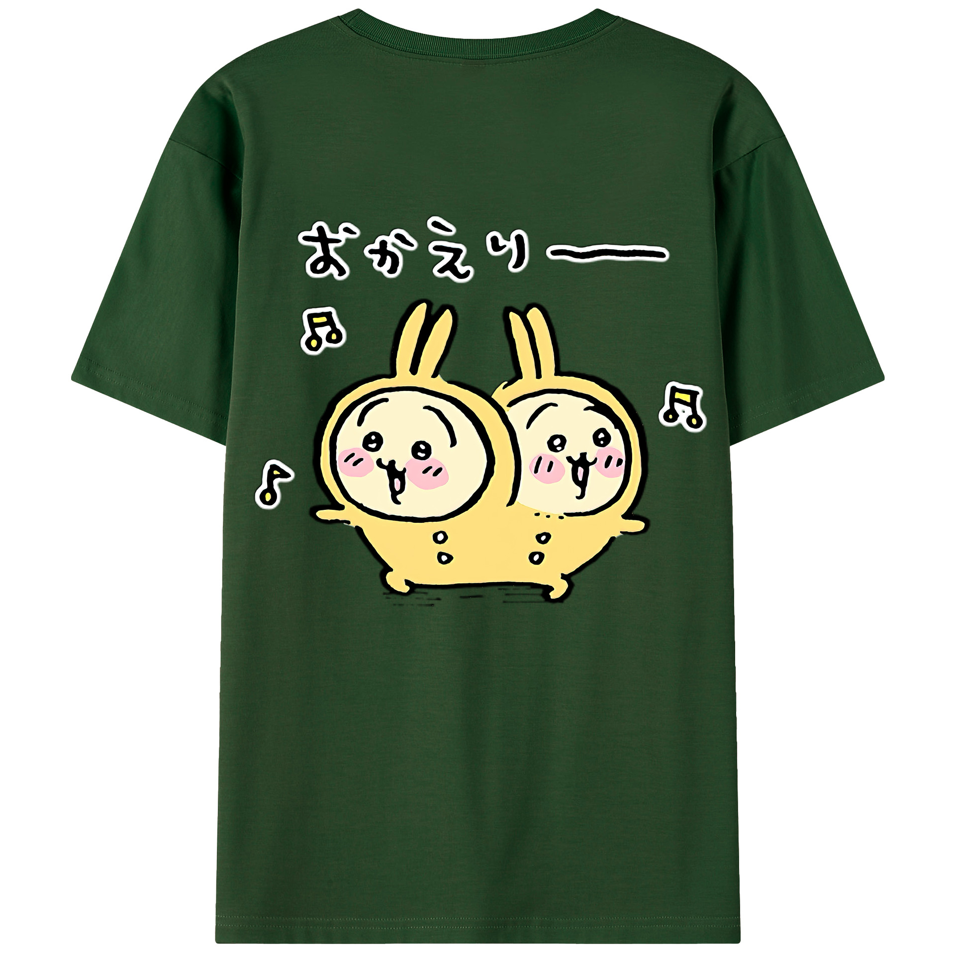 （画像用） ちいかわ うさぎ Chii-kawa usagi 綿100％半袖Tシャツ（背面プリント）